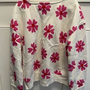 NWT Cat & Jack Girls White and Pink Crewneck SweatShirt size 8